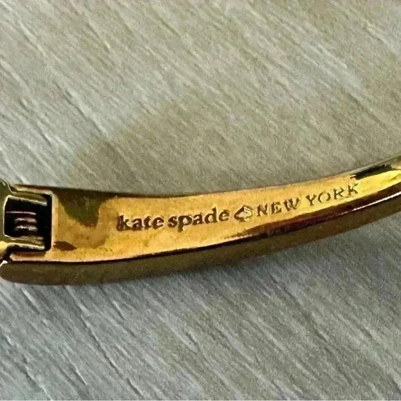 KATE SPADE Raising The Bar Women's Yellow Gold Tone Cuff Bracelet Crystals Pave - Picture 8 of 10